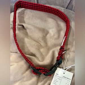Red and Black Checkered Dog Collar.  Size Large
